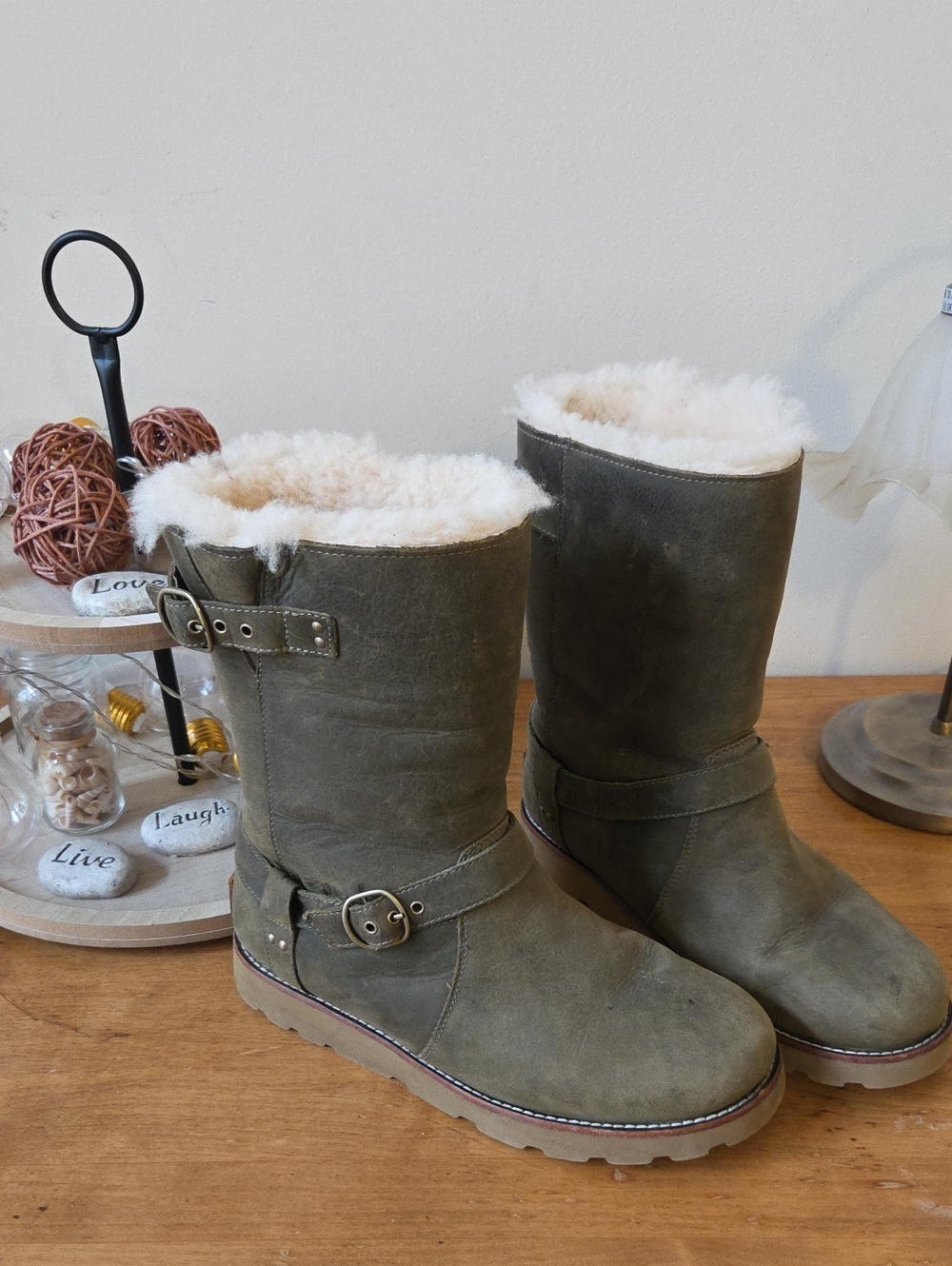 Ugg Women's Olive Shearling-Lined Winter Boots